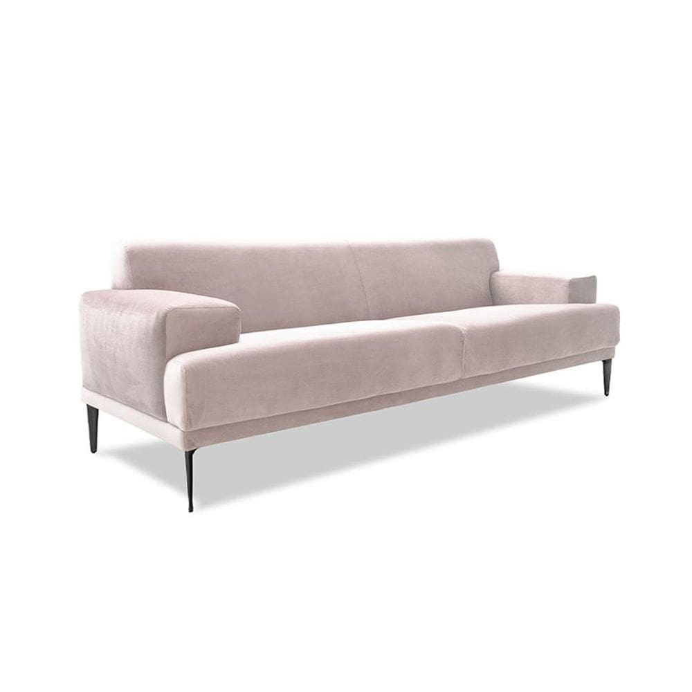 Sofá 3 Lugares Vito Veludo Bege 220 cm