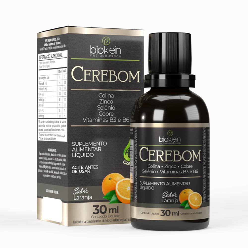 Cerebom 30ml Colina Zinco Selênio Cobre Vitaminas B3 B6 - Bioklein