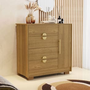 Cômoda Sapateira Santos 1 Porta 4 Gavetas Natural - Pnr Móveis