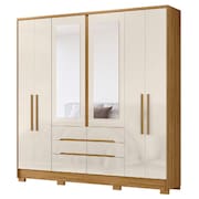 Guarda Roupas Casal Com Espelho 6 Portas 6 Gavetas San Francisco Madeirado / Off White Moval