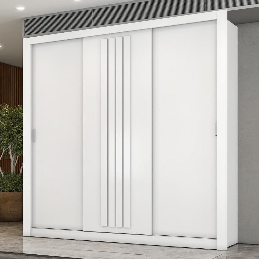 Guarda Roupa Casal 3 Portas Doha Carraro Branco