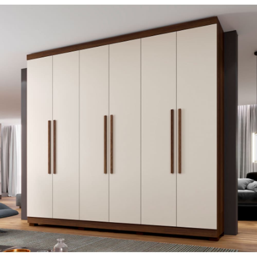 Guarda Roupa New Master 6 Portas Benetil Móveis - Imbuia/Off White