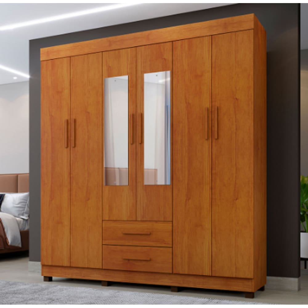 Guarda Roupa Copacabana New 6 Portas com Espelho Benetil Móveis - Cinamomo