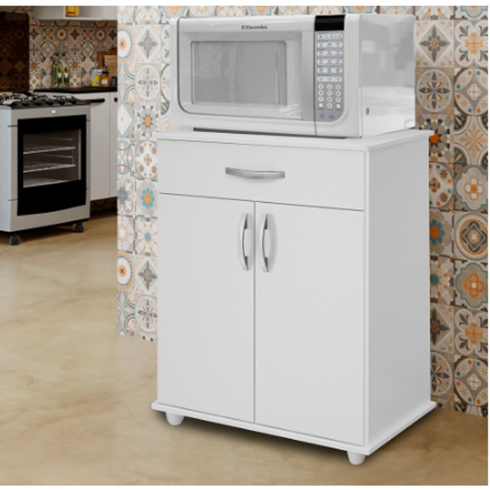 Armário de Cozinha para Microondas com 2 Portas 1 Gaveta Benetil Móveis - Branco