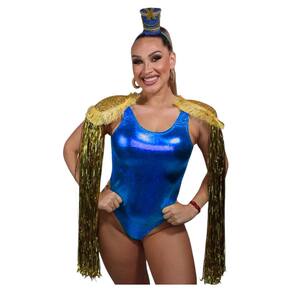 Fantasia Paquita da Xuxa Festa Ploc Anos 90 Xou da Xuxa Anos 80 Retrô Flash Back Acessório Carnaval Bloquinho Look Azul
