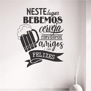 Adesivo De Parede Frase Neste Lugar Bebemos Cerveja.