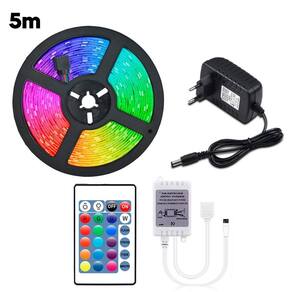 Fita Led Rgb 5M Luz Colorida C/Controle Fonte Flexível