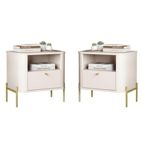 Jogo De Mesa De Cabeceira Bali Off White Dourado