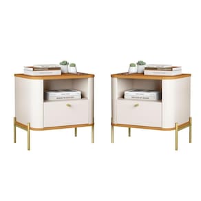 Jogo De Mesa De Cabeceira Bali Off White Nature Dourado