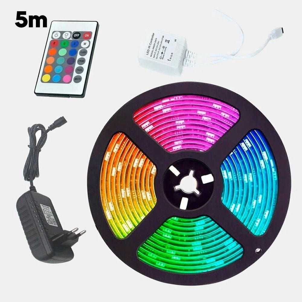 Fita Led Rgb 5M Luz Colorida Digital Controle 110V/220V