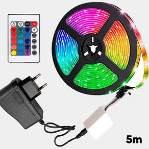 Fita Led Rgb 5M Neon Brilho Multicores Controle Iluminação