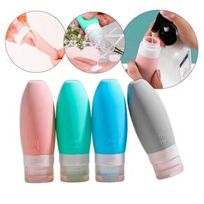 Kit 4 Frascos Viagem Pote Silicone para Shampoo Cremes Compacto