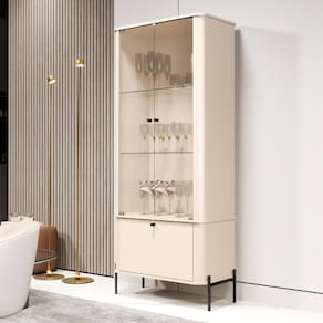 Cristaleira 2 Portas Baton Rouge Off White Preto