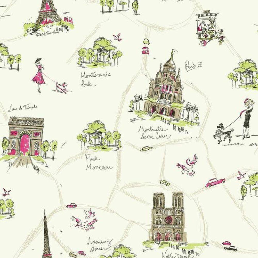 Papel De Parede Waverly Kids Tres Chic Wk6831 - Rolo 10m X 0,52m