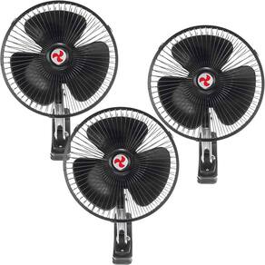 Kit 3 Mini Ventilador Veicular Carro Caminhão ônibus De 20cm