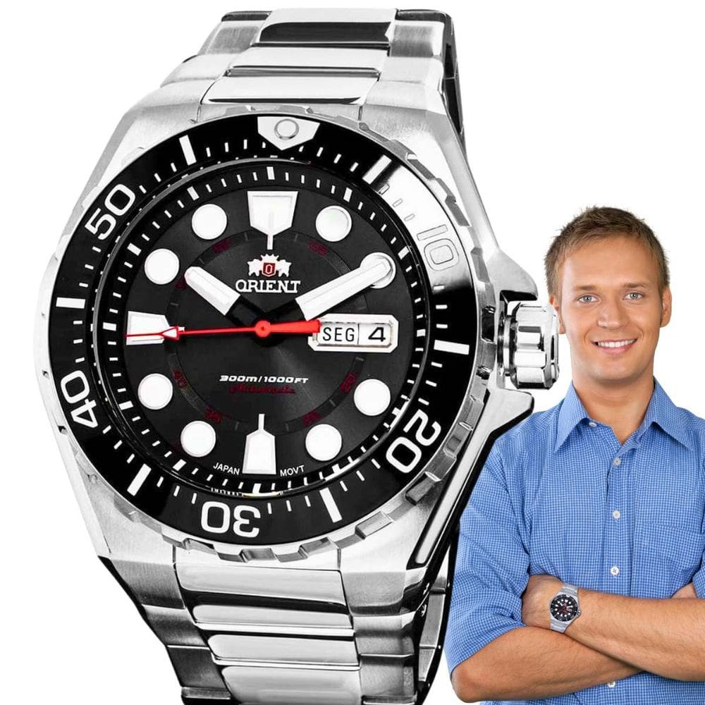 Relógio Orient Masculino Automático Aço Inóx Prova Dágua 30 ATM Redondo Casual Prata F49SS035 P1SX
