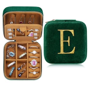 Organizador de estojos de joias Parima Bridesmaid Plush Velvet Green