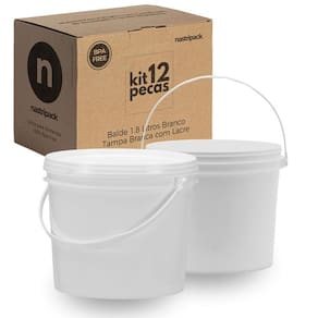 Balde 1.8 Litros Branco Para Passar Pano 12 Pçs