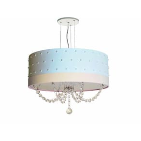 Luminária Pendente Com Pérolas E Cristal 50X15 Azul