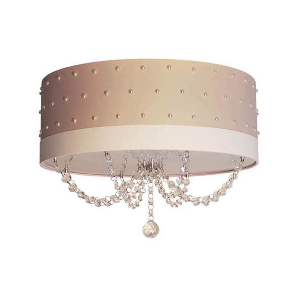 Luminária Infantil 50X15 Quarto Pérolas Com Cristal Caqui