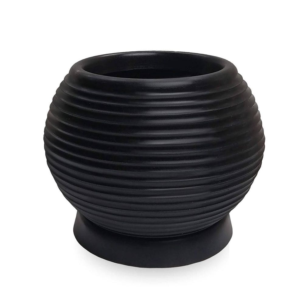 Vaso De Planta Oval Decorativo Polietileno 30X40+Prato Preto