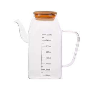 Galheteiro Azeiteiro Vinagreiro de Vidro Borosilicato com Tampa de Bambo 750ML