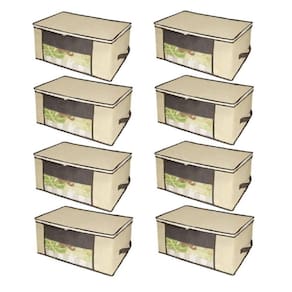 Kit 08 Caixa Organizadora Em Tnt Com Visor 45 X 45 X 20Cm