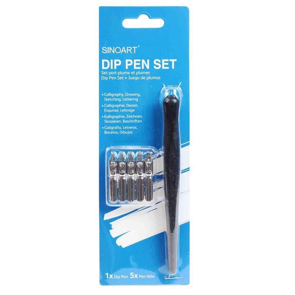 Kit Caligrafia Cabo Com 5 Penas Sinoart