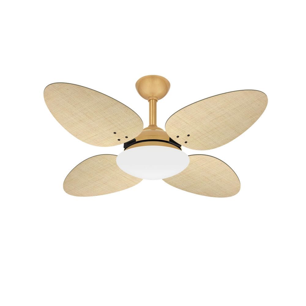 Ventilador Teto Sala 4 Pás Palha Dourado Trevo Ventax 220V