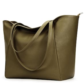 Sacola KALIDI Large Vegan Leather 23L para mulheres verde-oliva