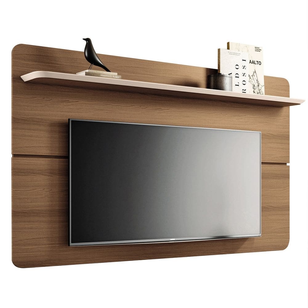 Painel TV 70 Pol 180cm Suspenso Hera H01 Castanho/Off White - Mpozenato