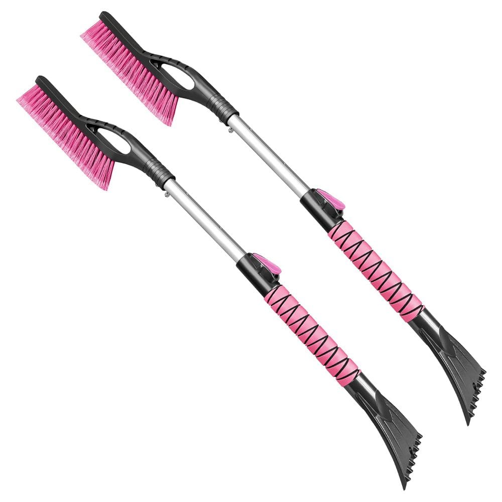 Escova de neve e raspador de gelo para carro HEEYA Extensível Rosa, pacote com 2