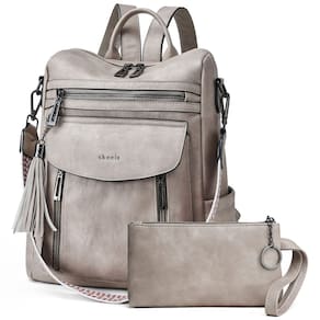 Mochila Shrie Fashion Leather para mulheres, preta