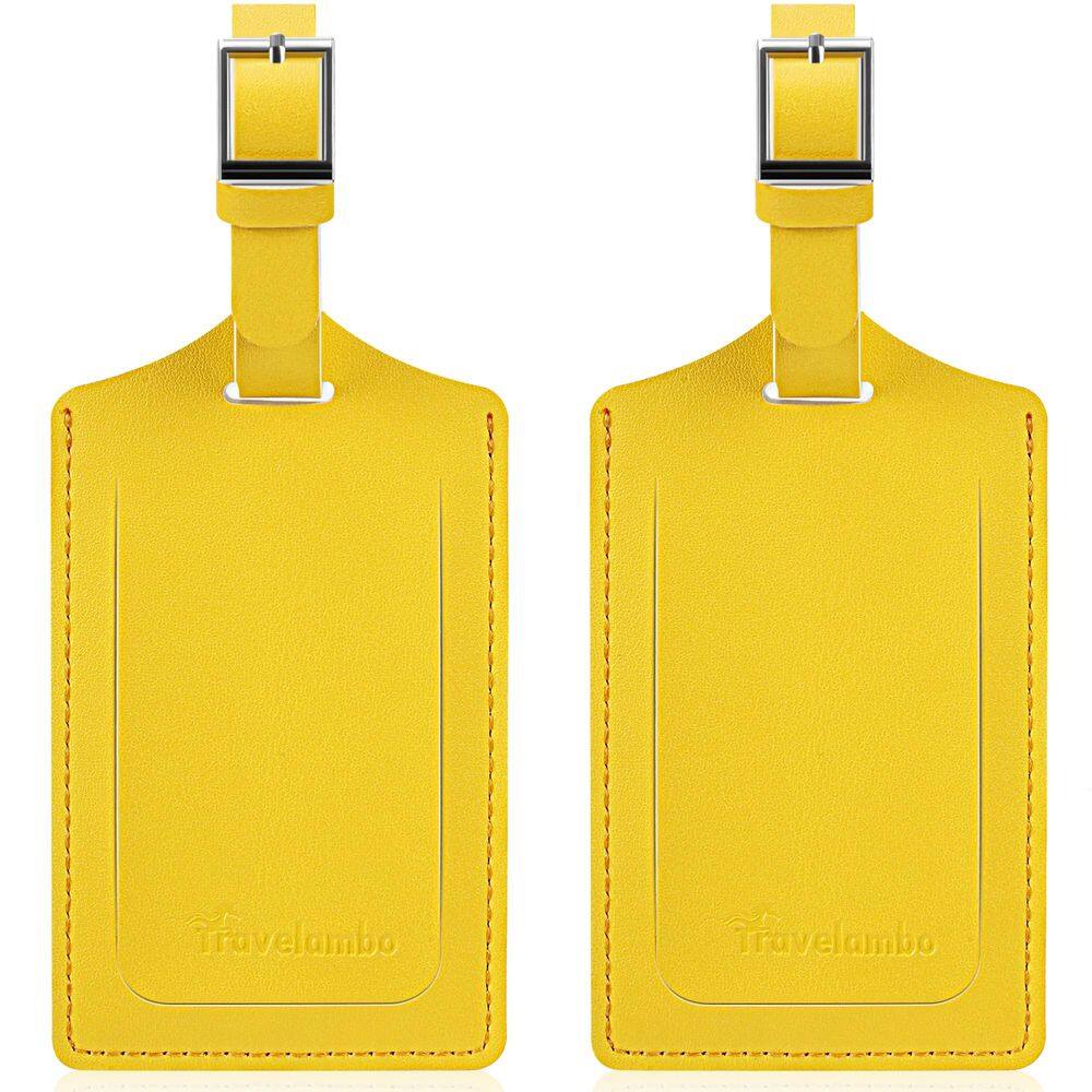 Etiquetas de bagagem Travelambo Faux Leather Privacy, pacote com 2, amarelo