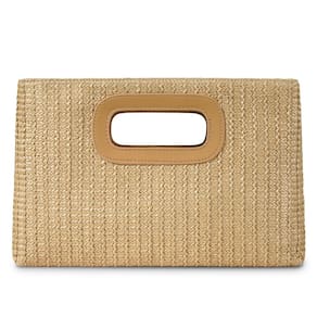 Bolsa de mão Straw Clutch Kseymeir Top Handle para mulheres cáqui