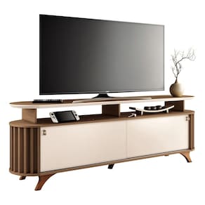 Rack Bancada de TV 70 Pol 182cm Elva H01 Castanho/Off White - Mpozenato