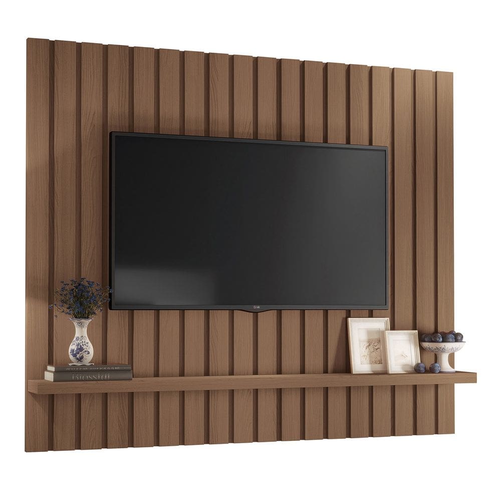 Painel TV 60 Pol 160cm Suspenso Ripado Like H01 Castanho - Mpozenato