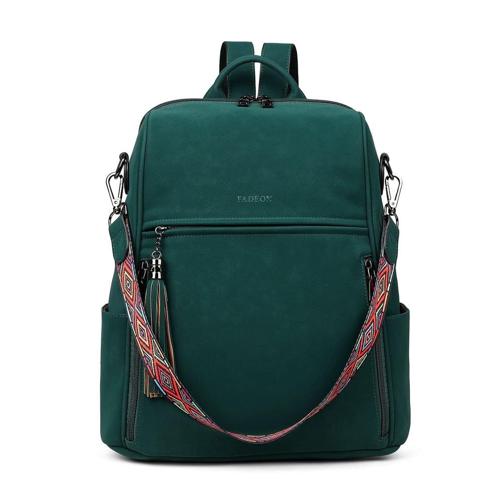 Mochila FADEON Leather para mulheres Travel Green