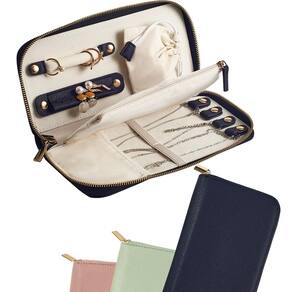Estojo organizador de joias de viagem FEMIECHO Tangle-Free Black