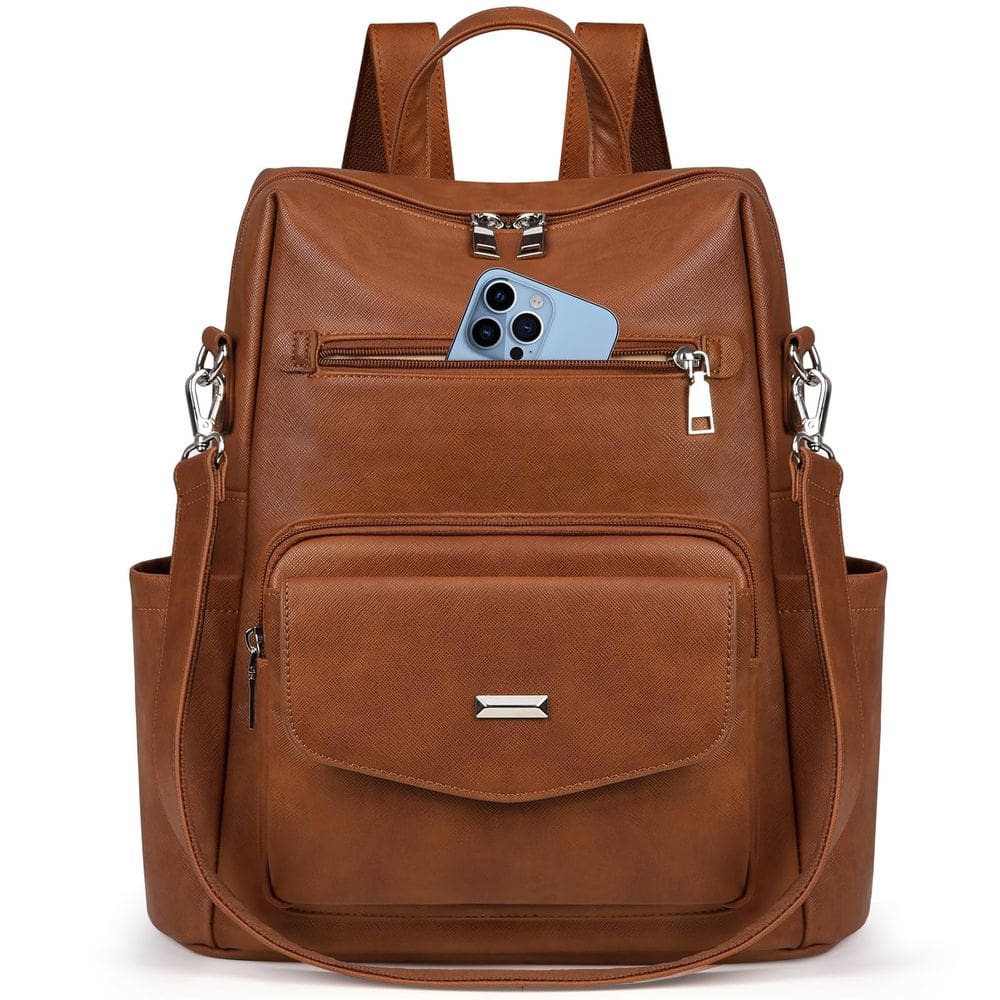 Bolsa de mochila RAINSMORE de couro PU impermeável para mulheres