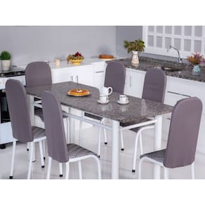 Kit 6 Capas Encosto de Cadeira de Aço Tubular Cozinha Malha Gel com Elástico Cinza