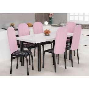 Kit 6 Capas Encosto de Cadeira de Aço Tubular Cozinha Malha Gel com Elástico Rosa