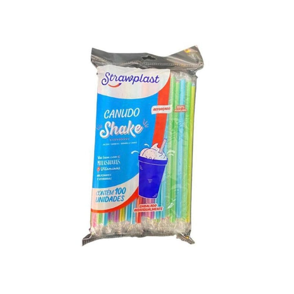 Canudo Colorido Para Milk Shake Strawplast 100 Unidades.