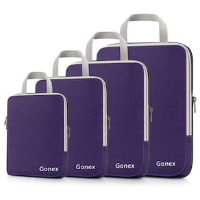 Cubos de embalagem de compressão Gonex, 4 peças, organizadores de viagem, roxos