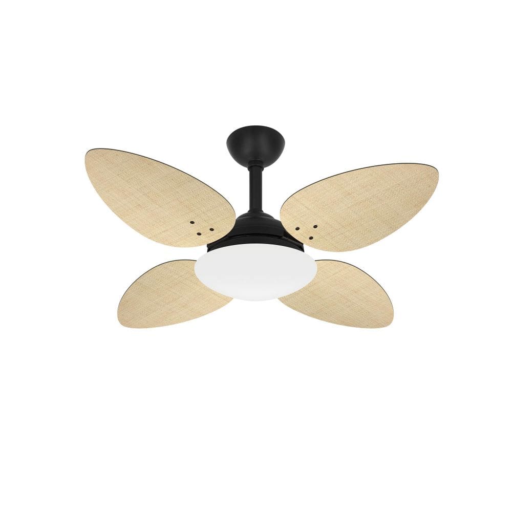 Ventilador Teto Preto 4 Pás Palha Pétalo Potente Ventax 110V