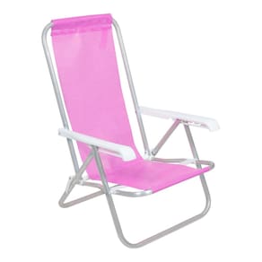 Cadeira de Praia Reclinável 4 Posições Alumínio Lazy Sannet Rosa - 023010 Belfix