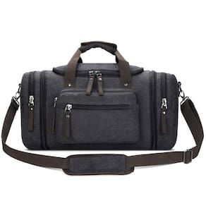 Mochila de viagem TOUPONS de lona para homens preta 53x30x25cm