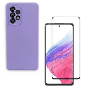 Capa de telefone e filme de vidro para Samsung A73 5G Lilac