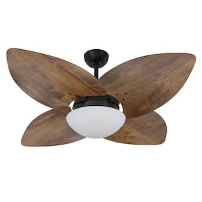 Ventilador De Teto Volare Preto Vidro Dunamis Imbuia 110V