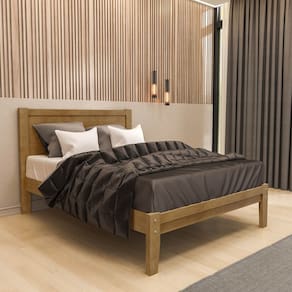 Cama Casal 149cm x 196cm Freijó Prata Madeira Pinus - Finestra